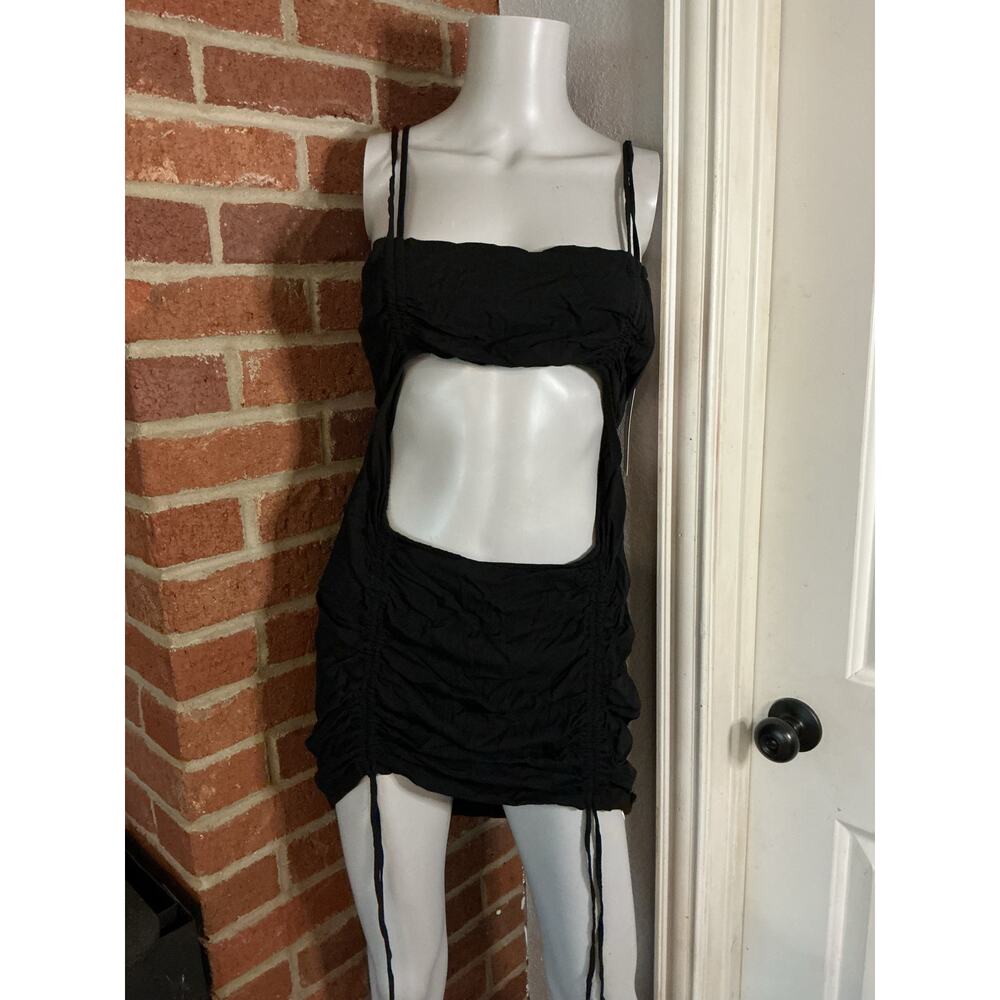 NWT Wild Fable Black Cutout Mini Dress Ruched Bodycon Strappy XL Trendy